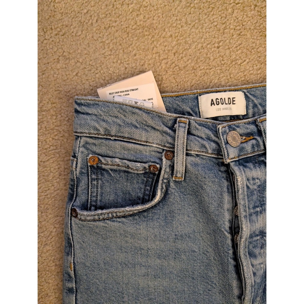 AGOLDE NWT Riley High Rise Straight Crop Jeans Shiver Wash Blue- Size 23 - Picture 5 of 8
